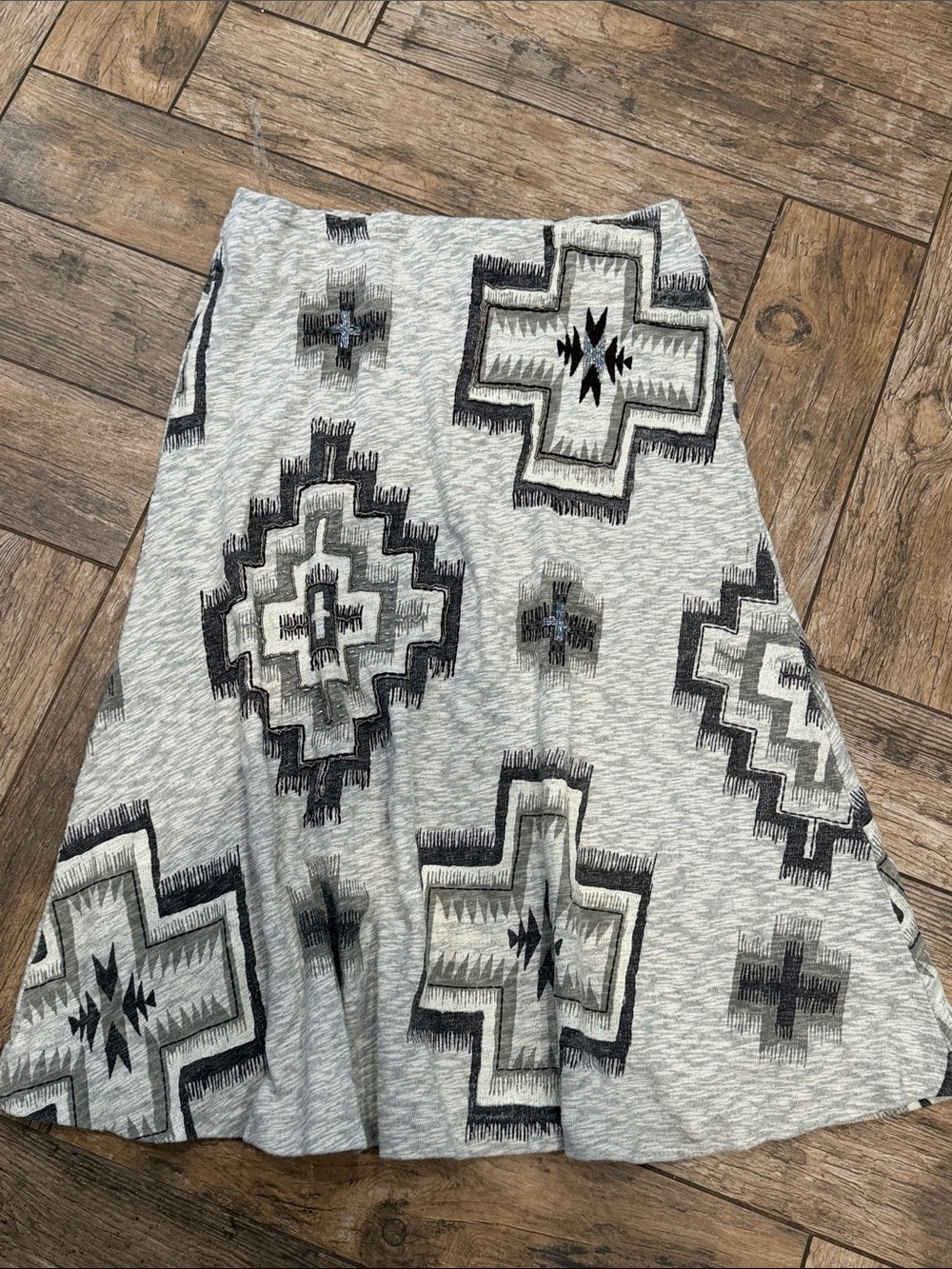 Double D RANCH midi skirt Knit Beaded Grey & Off White Western XL